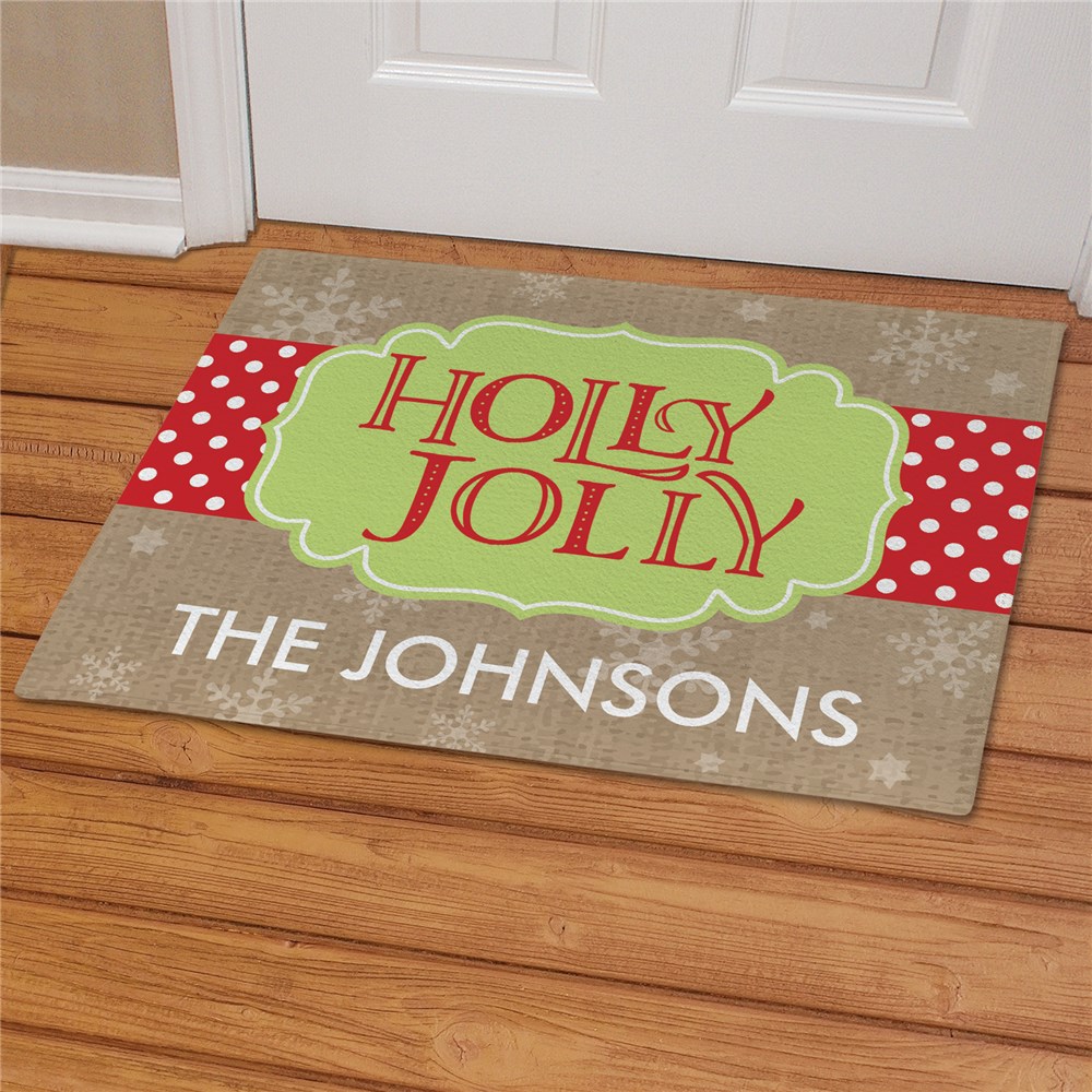 Personalized Holly Jolly Doormat | Personalized Door Mats