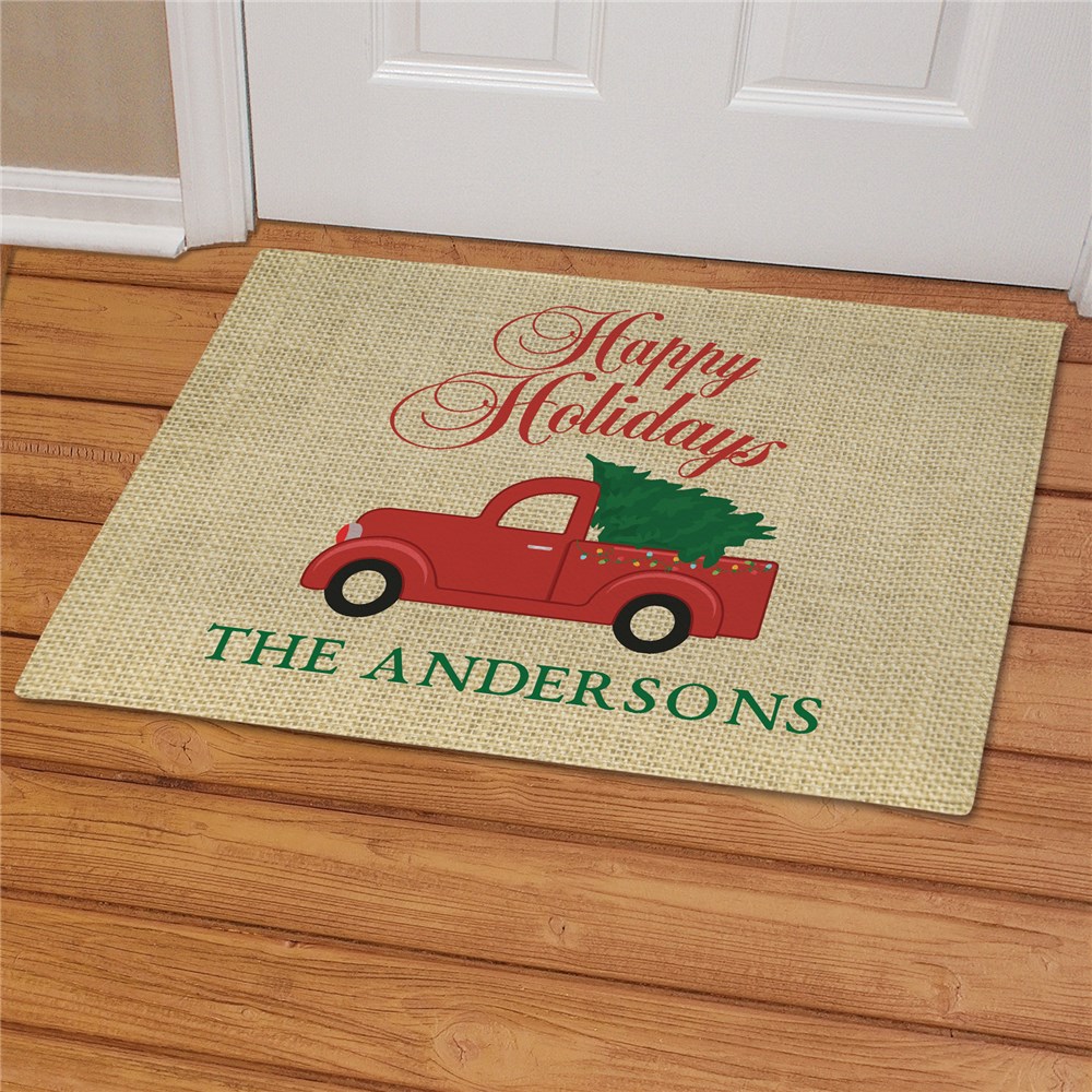 Personalized Merry Christmas Or Happy Holidays Choice Personalized Doormat | Christmas Doormats 