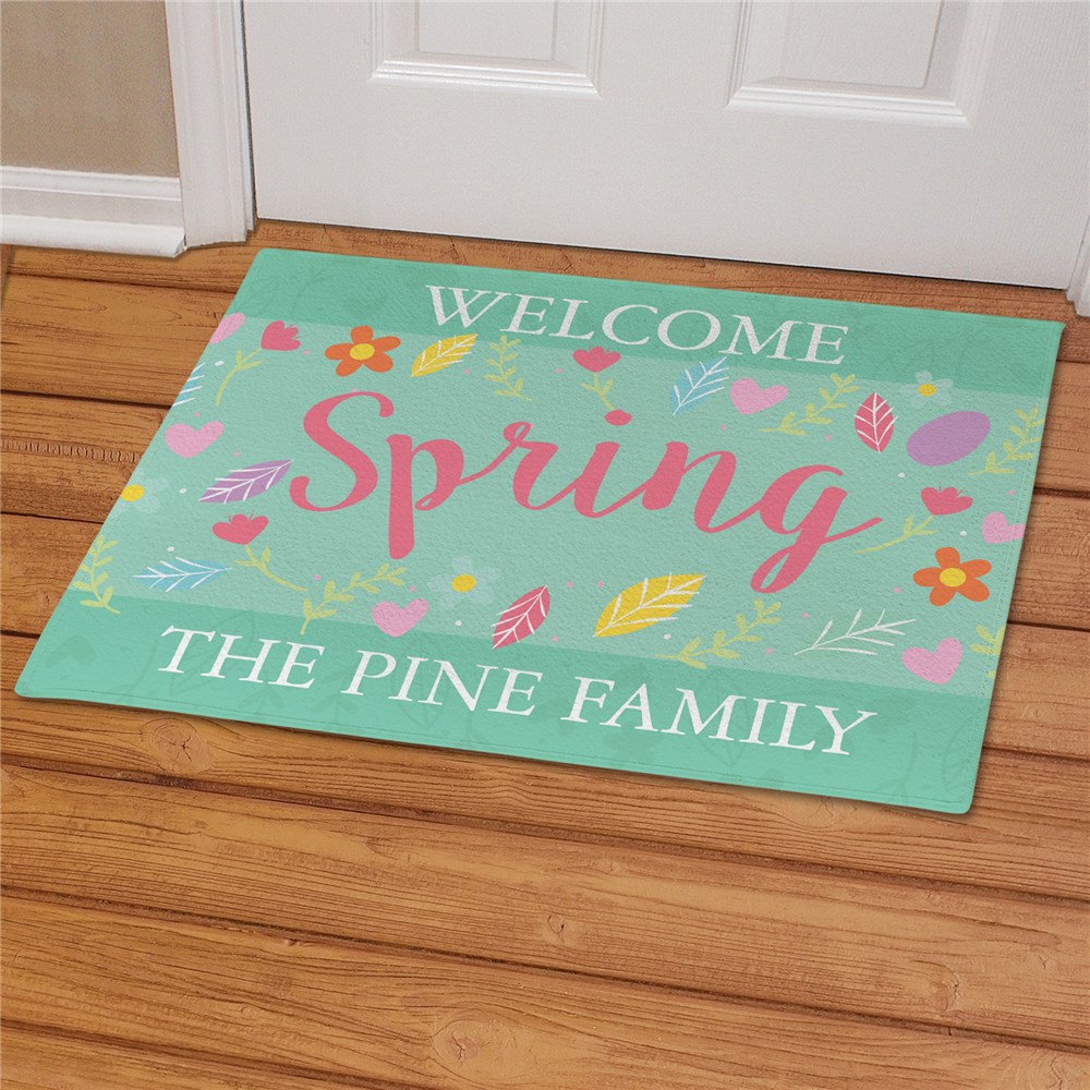 Teal Spring Personalized Doormat GiftsForYouNow