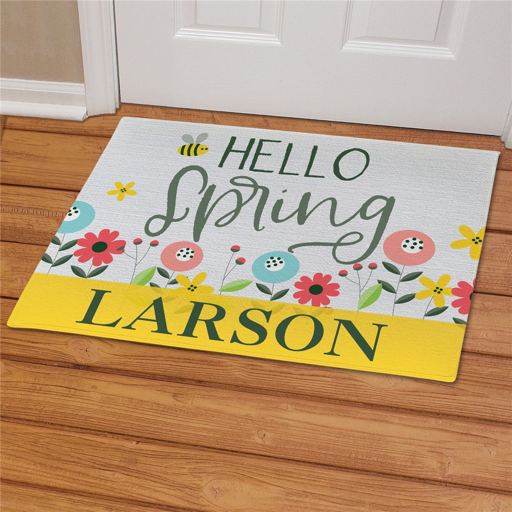 Personalized Hello Spring Floral Doormat GiftsForYouNow