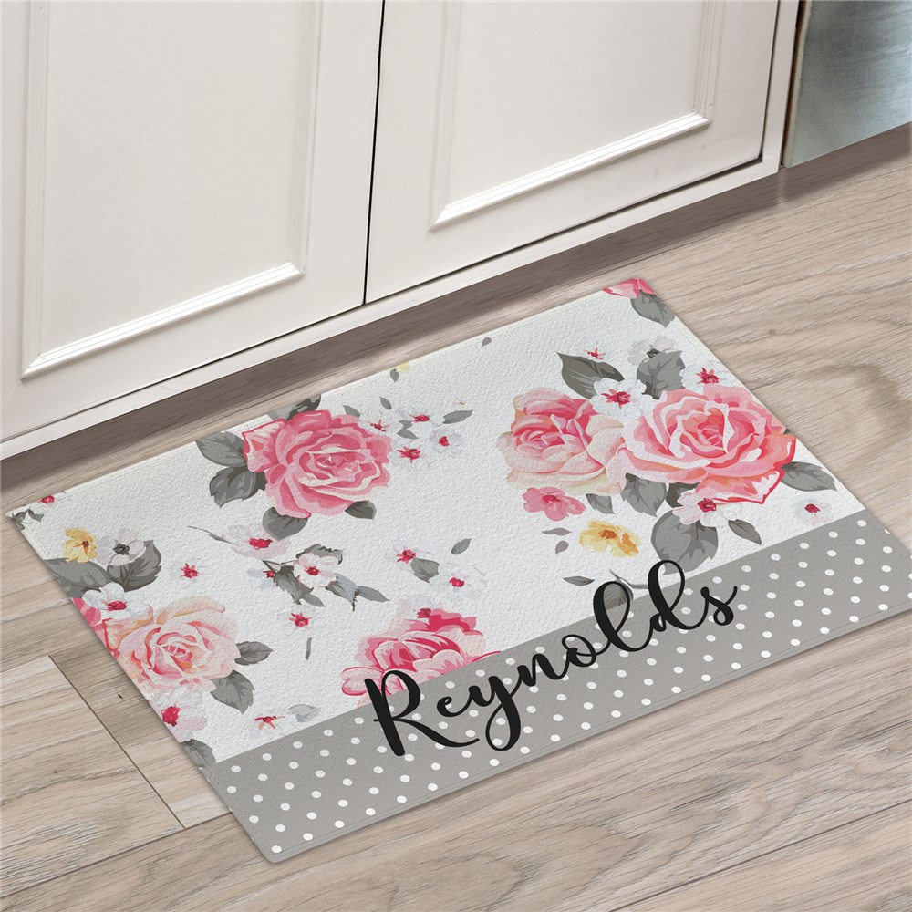 Personalized Floral And Polka Dot Doormat GiftsForYouNow