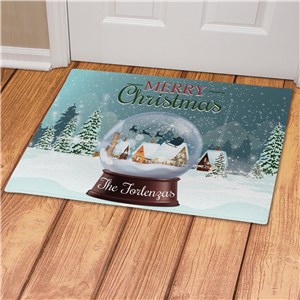 Personalized Merry Christmas Snow Globe Doormat
