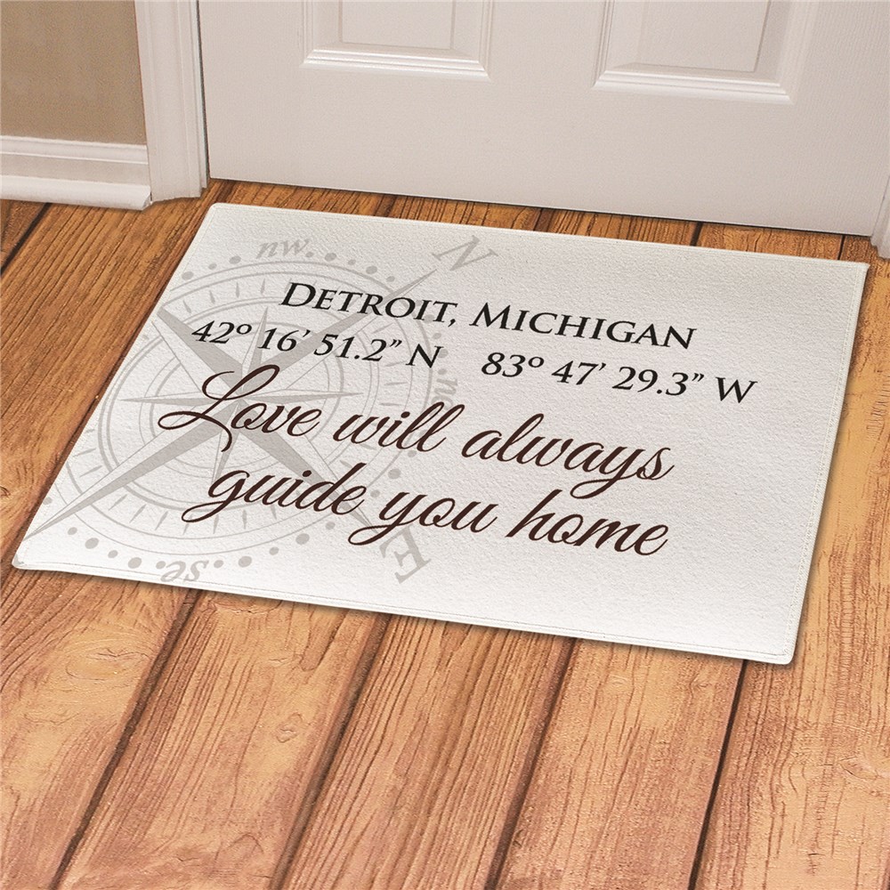 Personalized Love Will Guide You Home Coordinates Doormat GiftsForYouNow