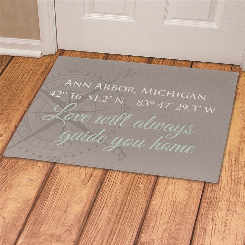Personalized Love Will Guide You Home Coordinates Doormat GiftsForYouNow