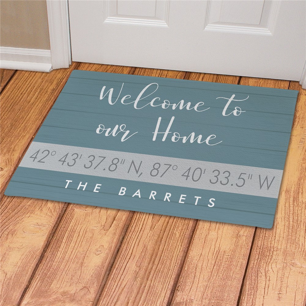 Personalized Welcome To Our Home Coordinates Doormat