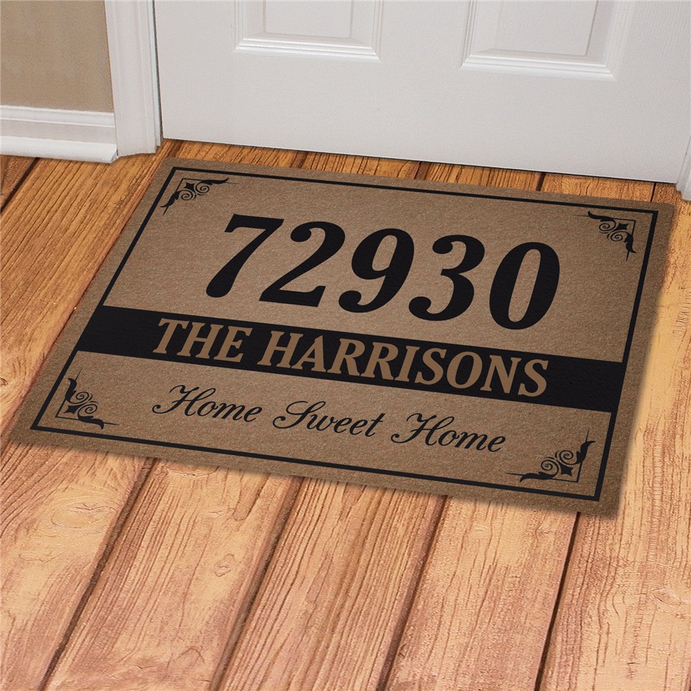 Personalized Doormat with House Number and Family Name