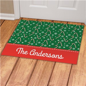 Personalized Candy Cane Christmas Doormat
