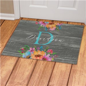 Personalized Rustic Florals Doormat 