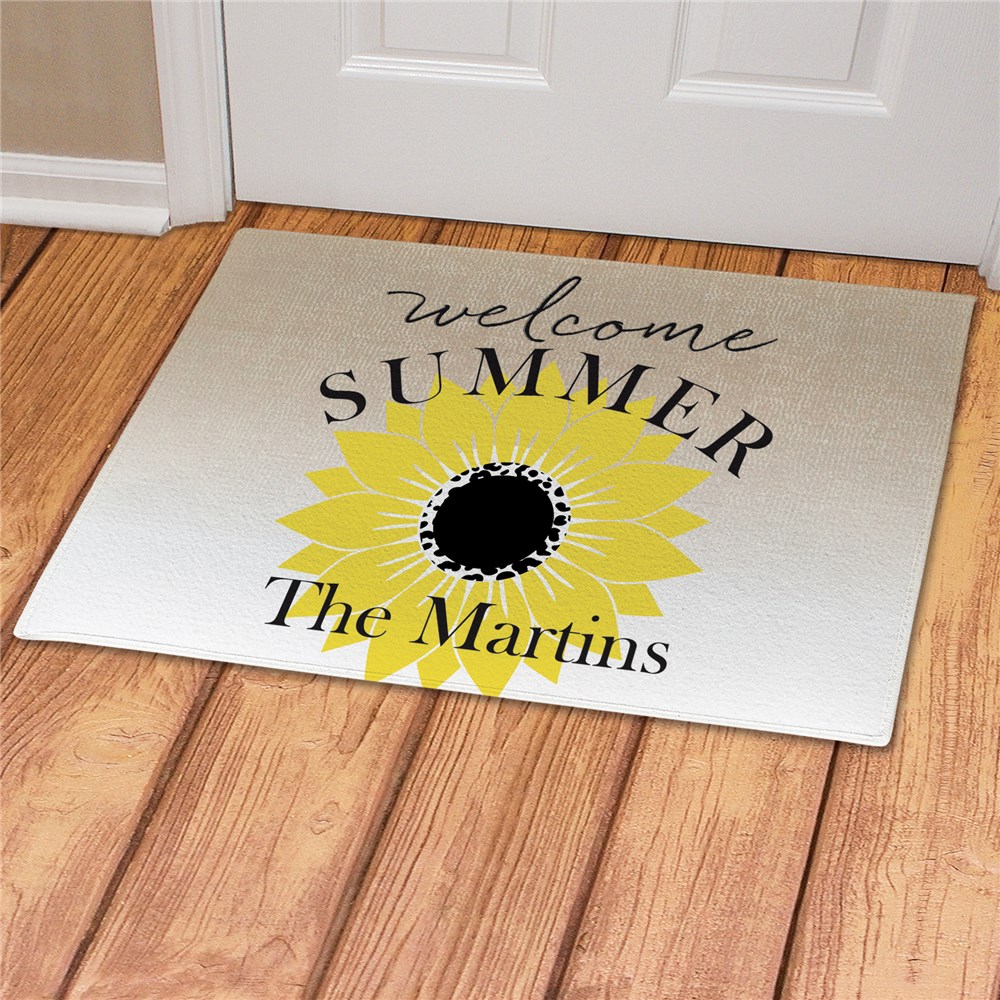 Personalized Sunflower Welcome Summer Doormat