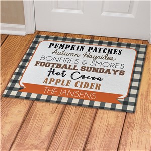 Personalized Fall-Themed Plaid Indoor or Outdoor Doormat