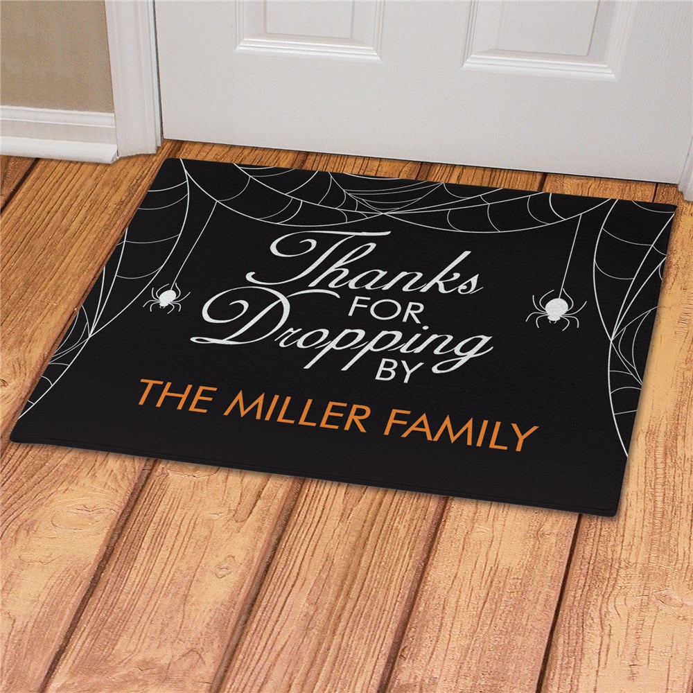 Personalized Thanks For Dropping By Halloween Spider Doormat