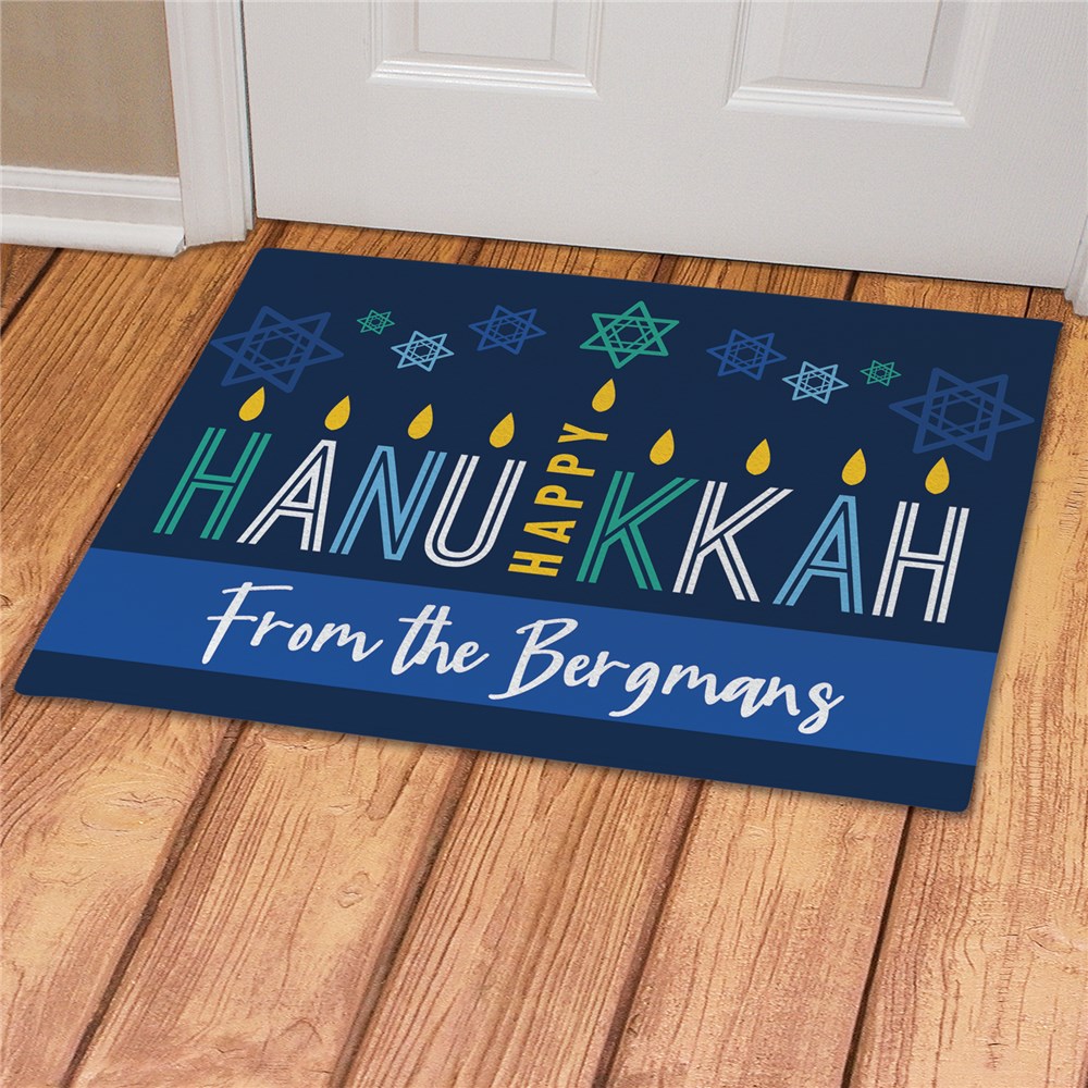 Personalized Menorah Happy Hanukkah Doormat