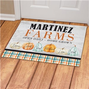 Pumpkin Farm Fall Doormat Personalized with Family Name