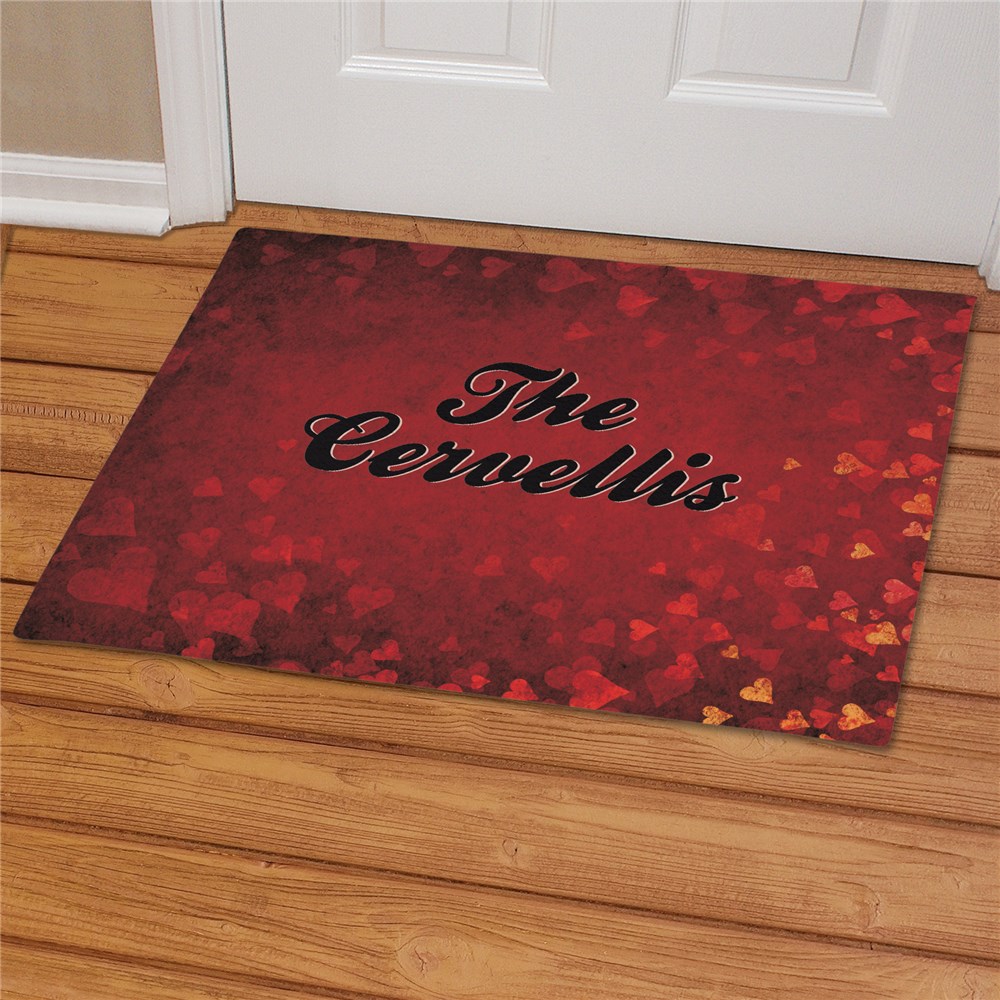 Personalized Hearts Door Mat Custom Printed Home Decor Doormats