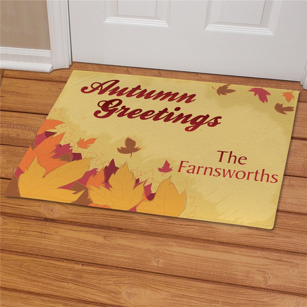 Personalized Autumn Greetings Doormat Custom Printed Fall Door Mat