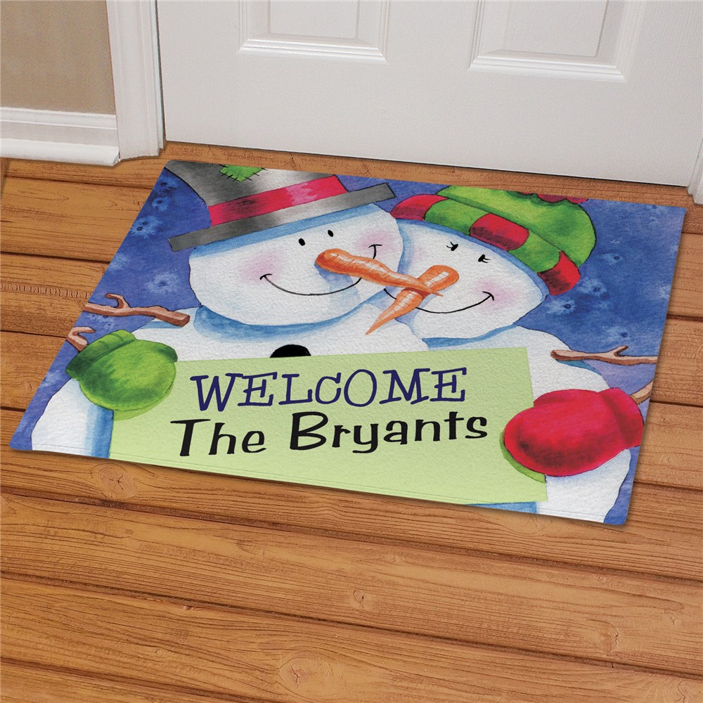 Personalized Snow Couple Welcome Doormat | Personalized Christmas Doormats