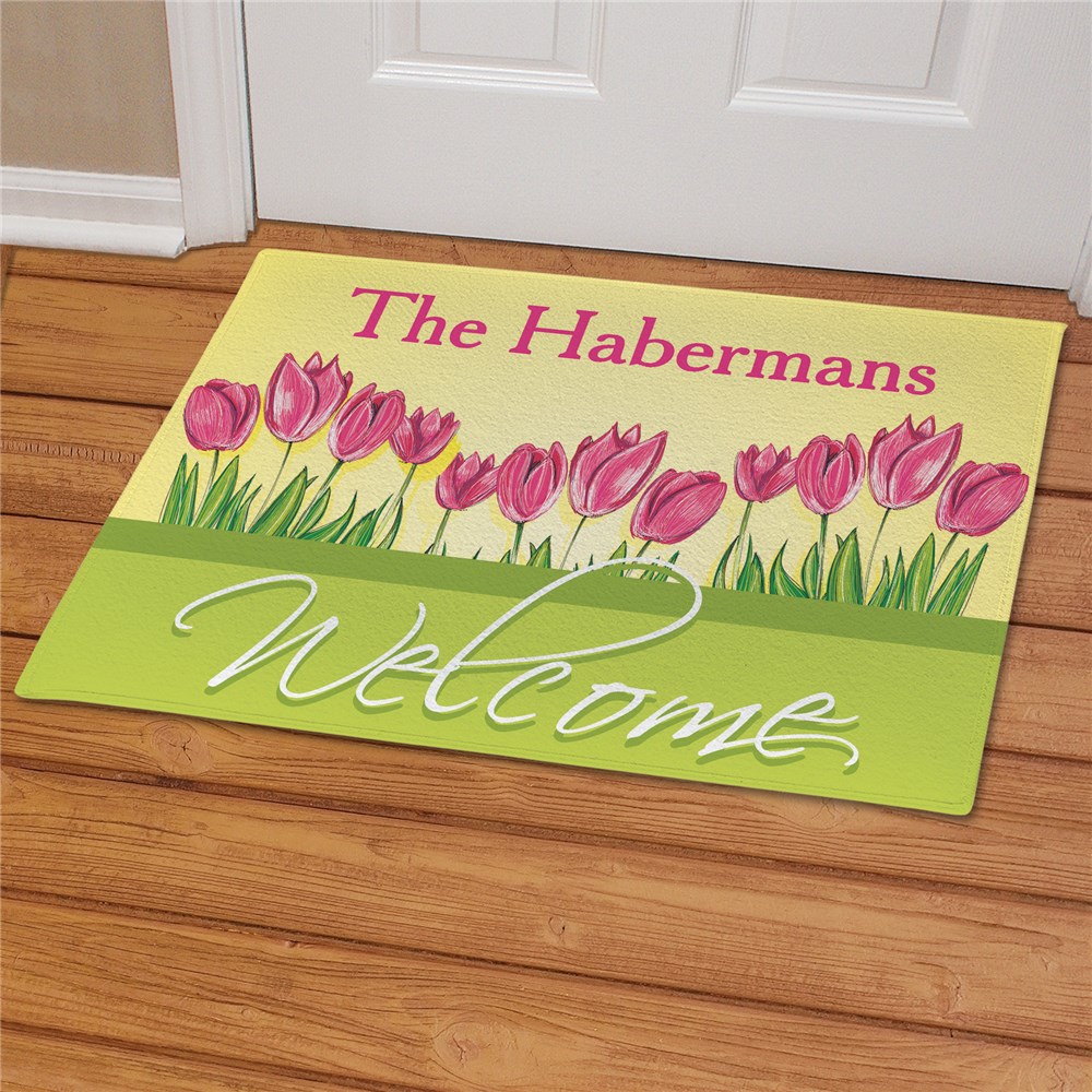 Spring Tulips Personalized Doormat GiftsForYouNow