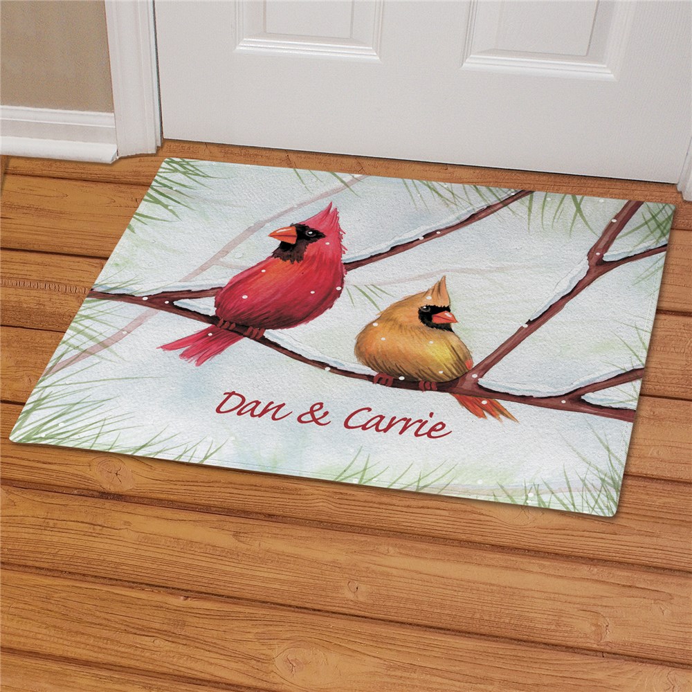 Personalized Cardinals Christmas Doormat | Personalized Christmas Doormats