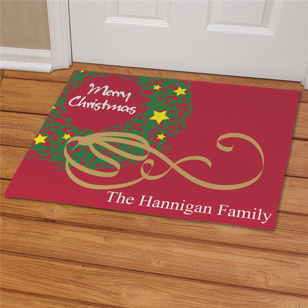Personalized Christmas Wreath Doormat 83137857