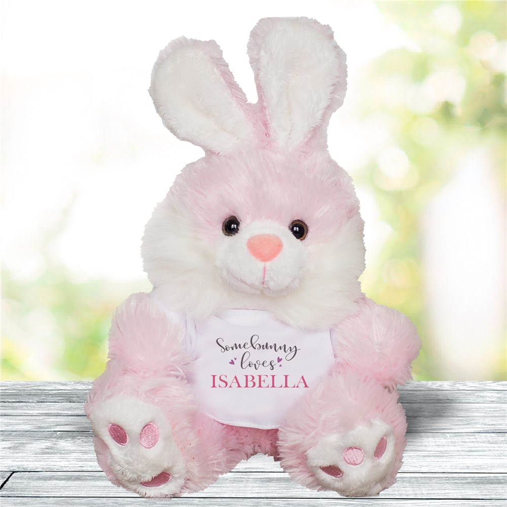 Personalized Hearts Somebunny Loves You Small Stuffed Bunny 83142189X