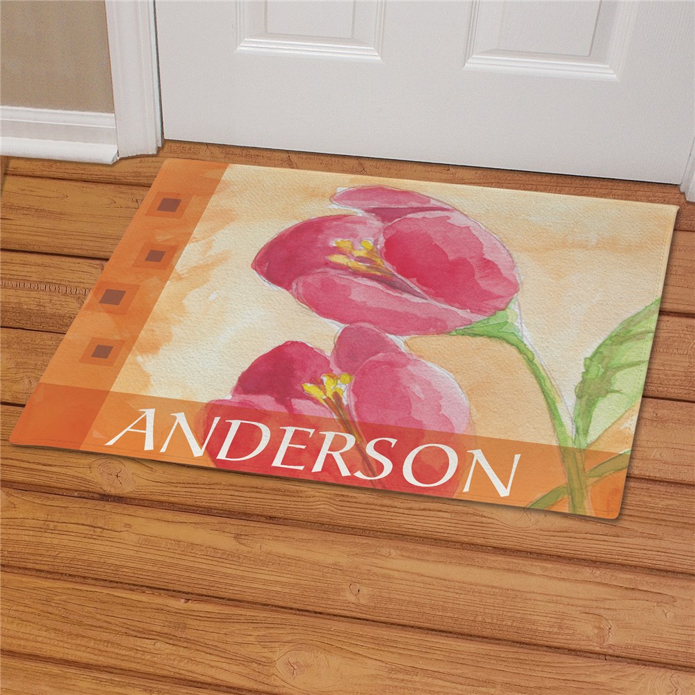 Personalized Red Tulips Doormat GiftsForYouNow