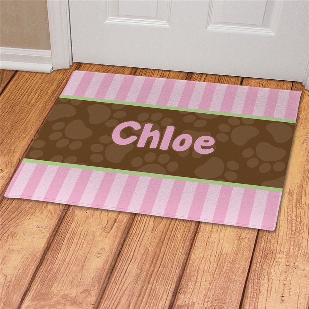 Personalized Modern Stripes Dog Food Mat GiftsForYouNow