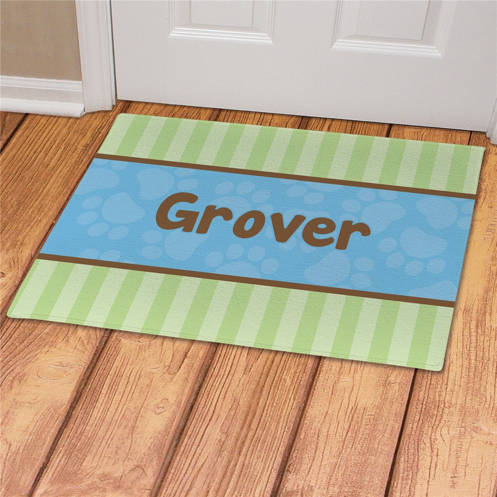 Personalized Modern Stripes Dog Food Mat GiftsForYouNow