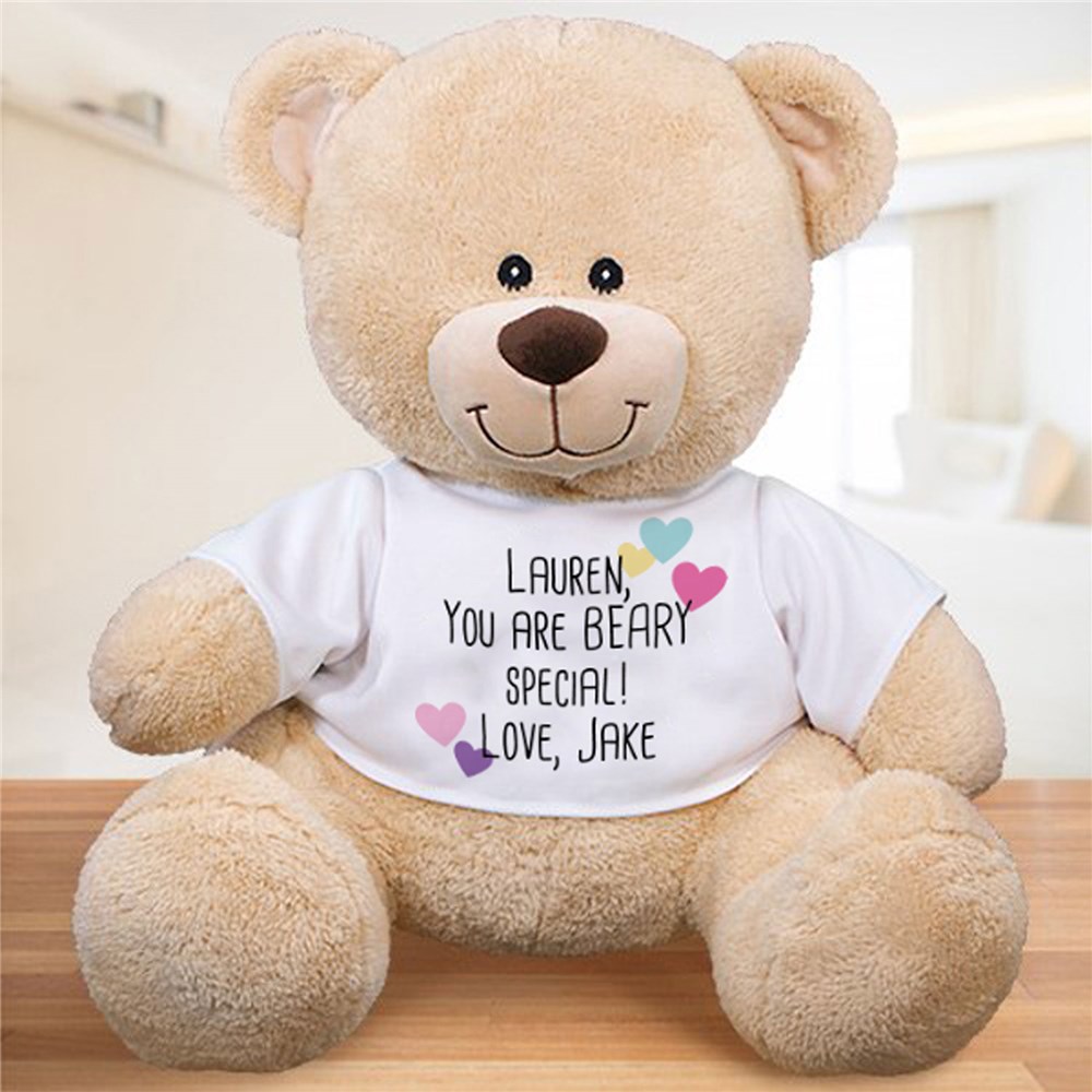 Personalized Teddy Bear with Heart Design and Custom Text