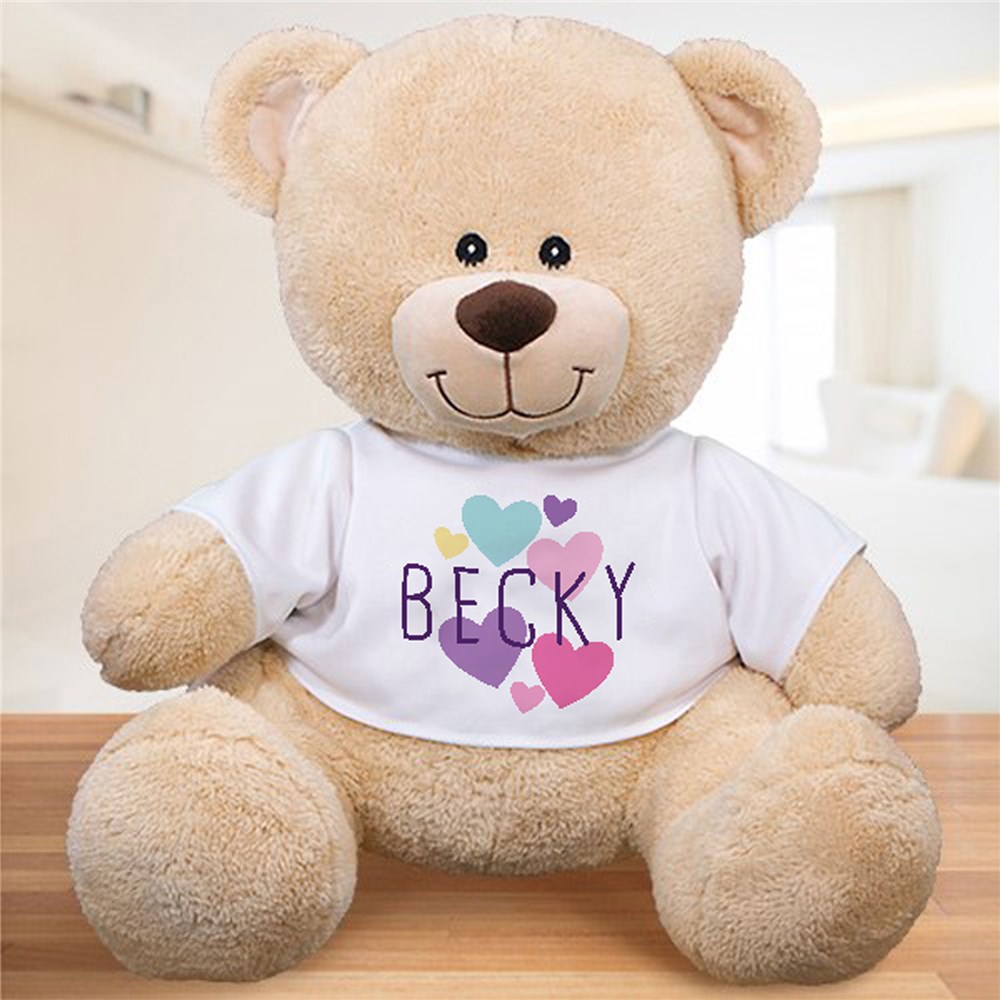 Personalized Valentine's Teddy Bear with Name and Hearts