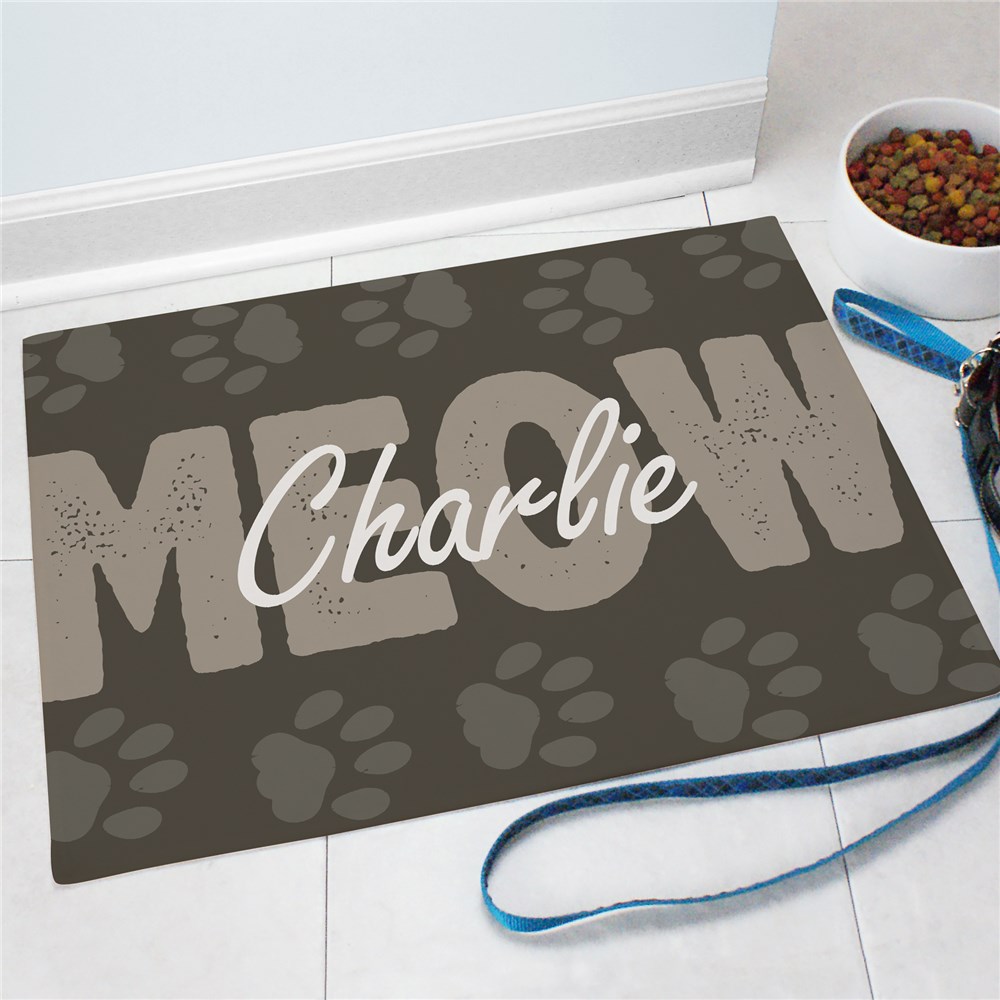Personalized Woof Pet Food Mat GiftsForYouNow