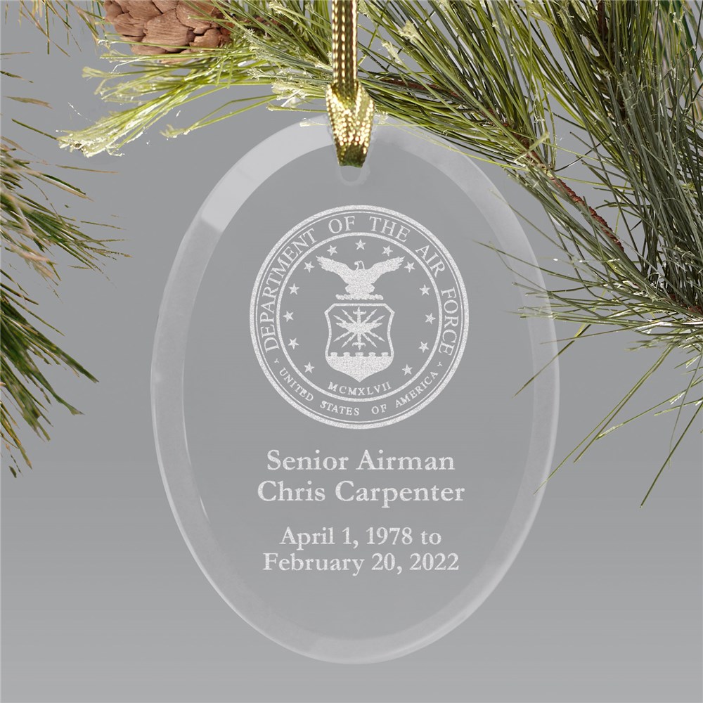 Engraved Air Force Memorial Ornament | Memorial Christmas Ornaments