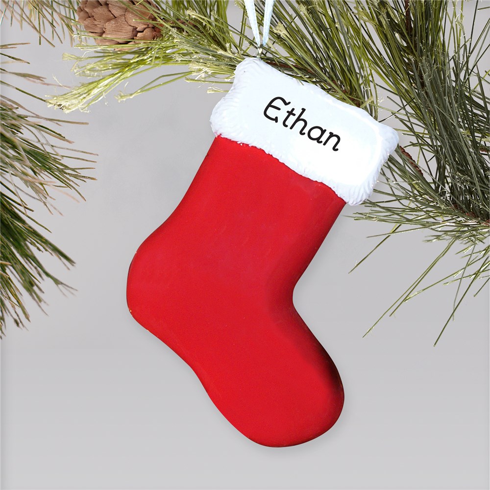 Engraved Red Stocking Ornament | Personalized Christmas Ornaments For Kids
