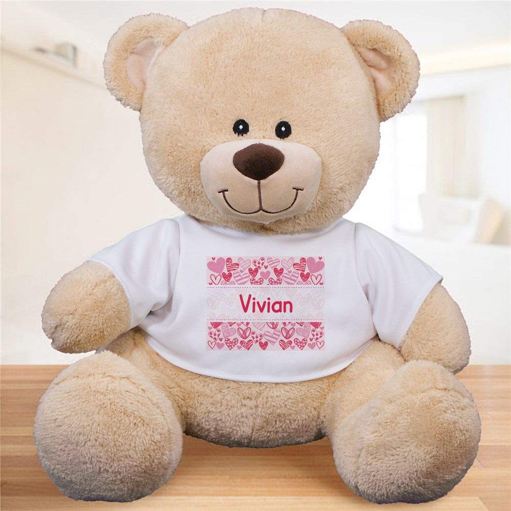 Personalized Pink Hearts Kids Bear | Personalized Teddy Bears