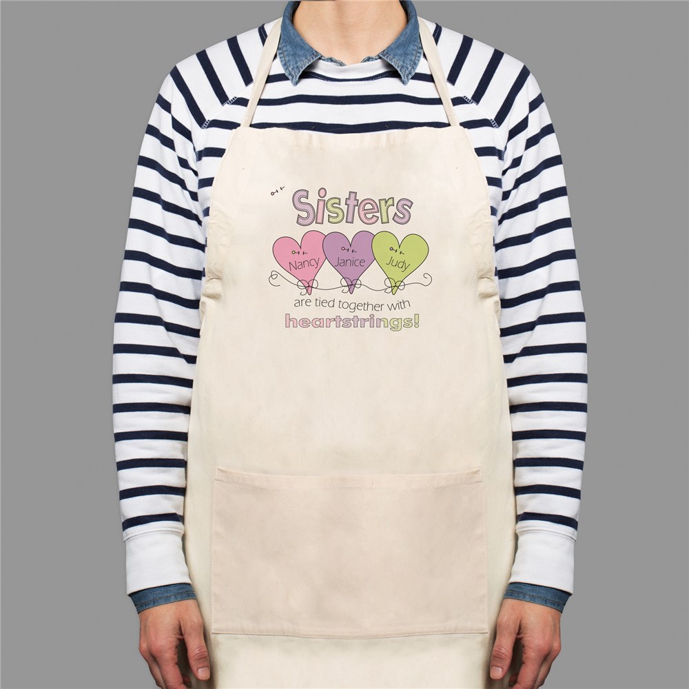Hearts Strings Sisters Personalized Apron | Personalized Aprons