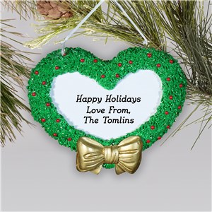 Engraved Christmas Wreath Heart Ornament | Personalized Ornament