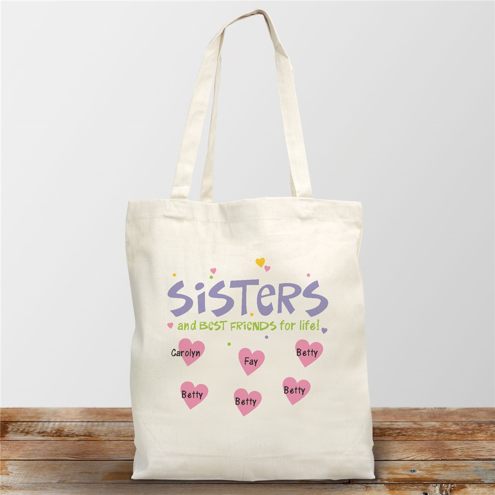 Personalized Best Friends for Life Canvas Tote Bag | Personalized Sister Gifts