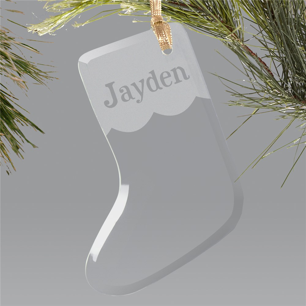 Engraved Glass Stocking Ornament | Personalized Christmas Ornaments