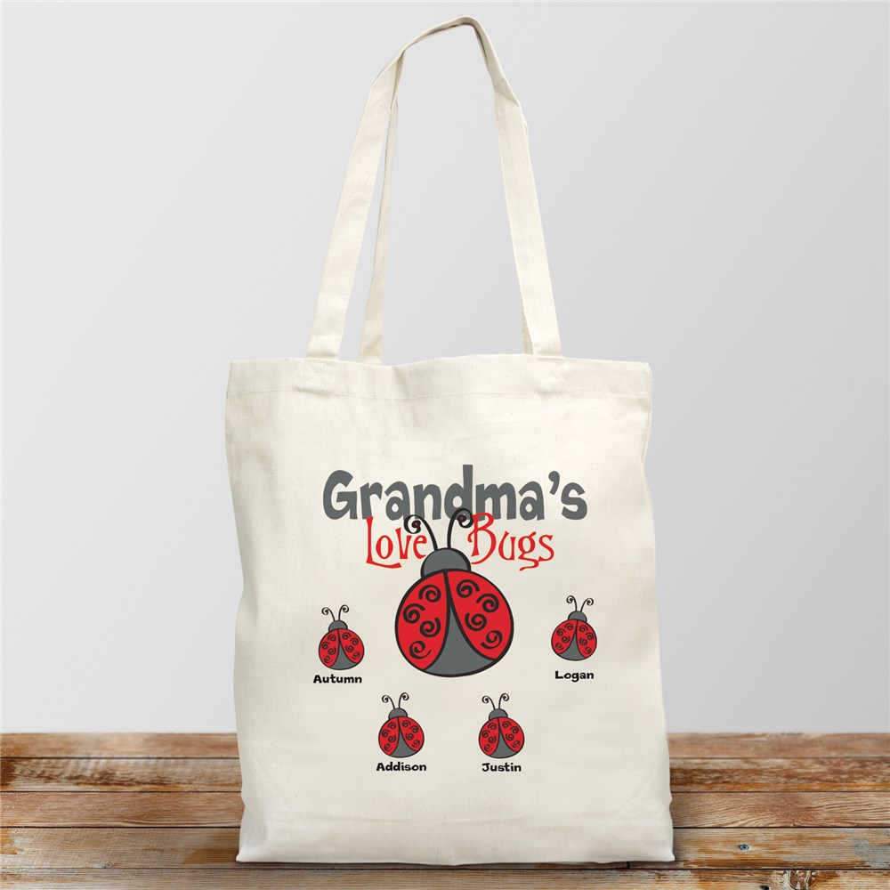 Personalized Love Bugs Tote Bag | Personalized Gifts For Grandma