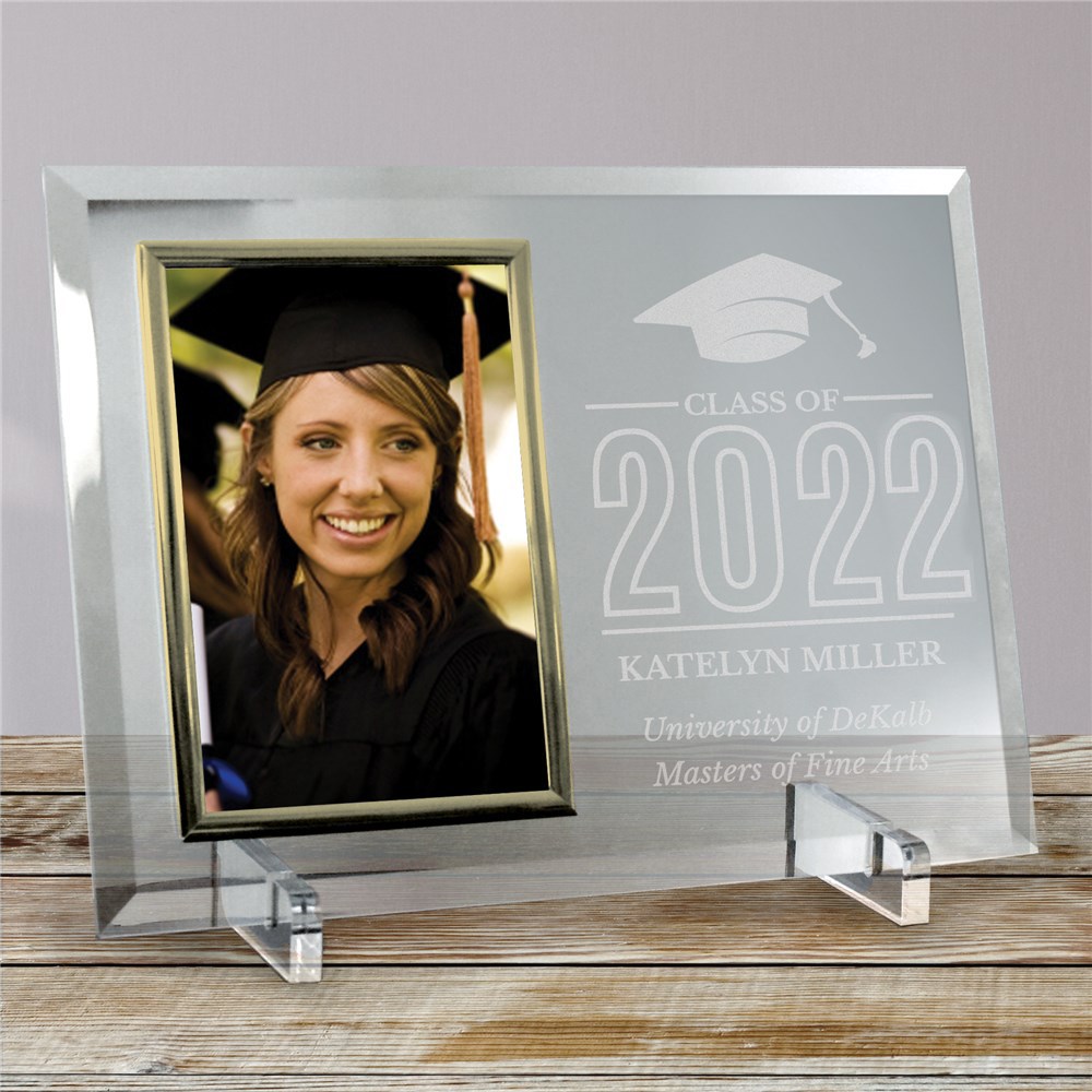 Engraved Class of Cap Beveled Glass Frame | Graduation Frames 2019