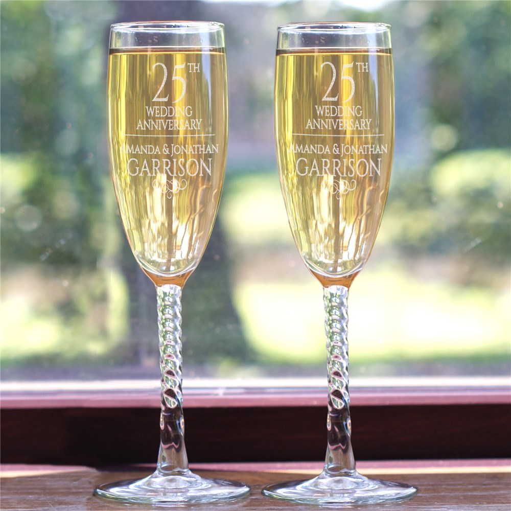 Engraved Anniversary Toasting Flutes | Engraved Champagne Flutes