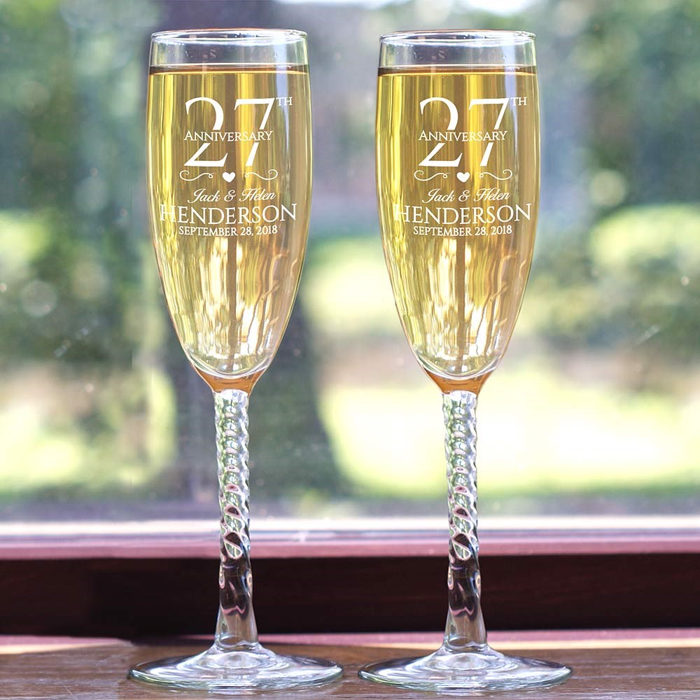 Engraved Wedding Anniversary Toasting Flutes GiftsForYouNow