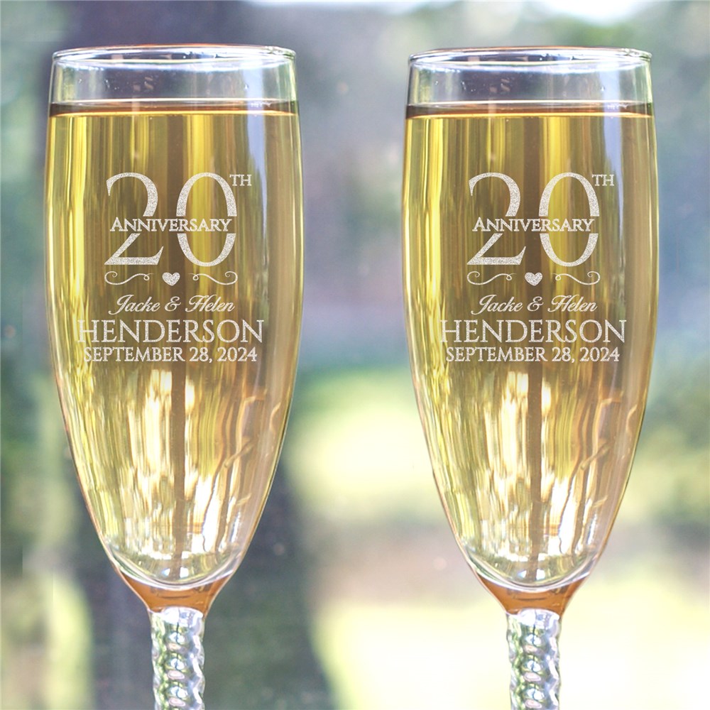 Engraved Wedding Anniversary Toasting Flutes | Engraved Champagne Flutes