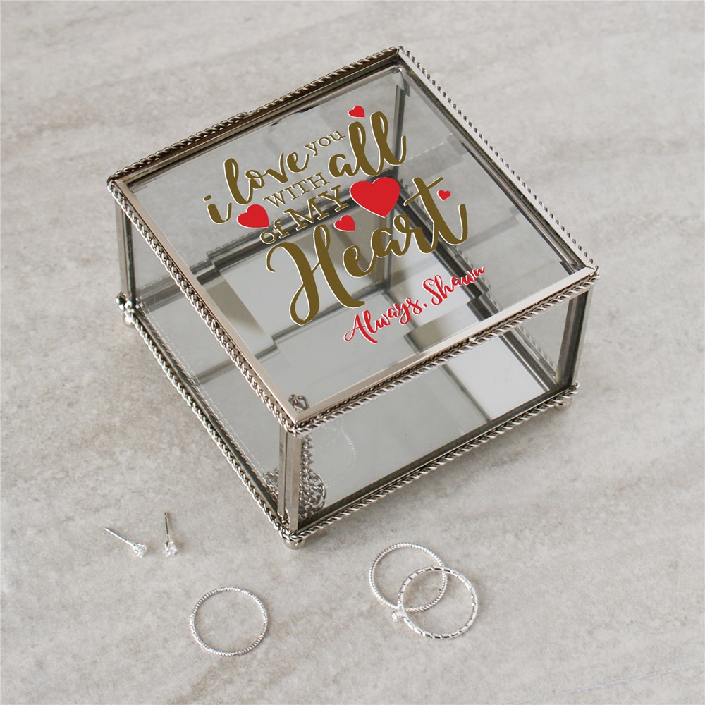 Personalized I Love You With All My Heart Jewelry Box | Personalized Jewelry Box