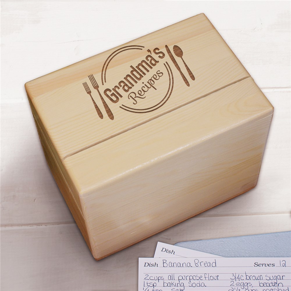 Personalized Recipes Engraved Recipe Box GiftsForYouNow