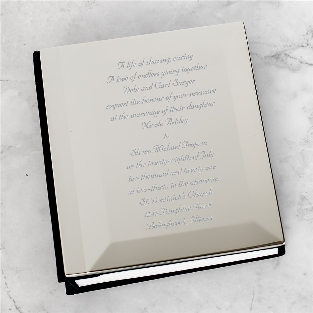 Engraved Wedding Invitation Silver Album