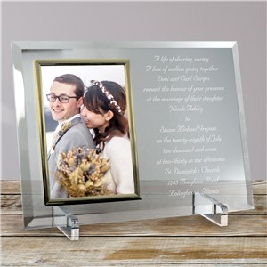 Wedding Invitation Personalized Beveled Glass Picture Frame | Personalized Picture Frames