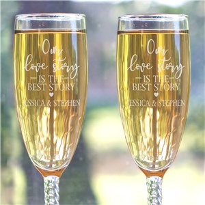 Engraved Our Love Story Toasting Flute