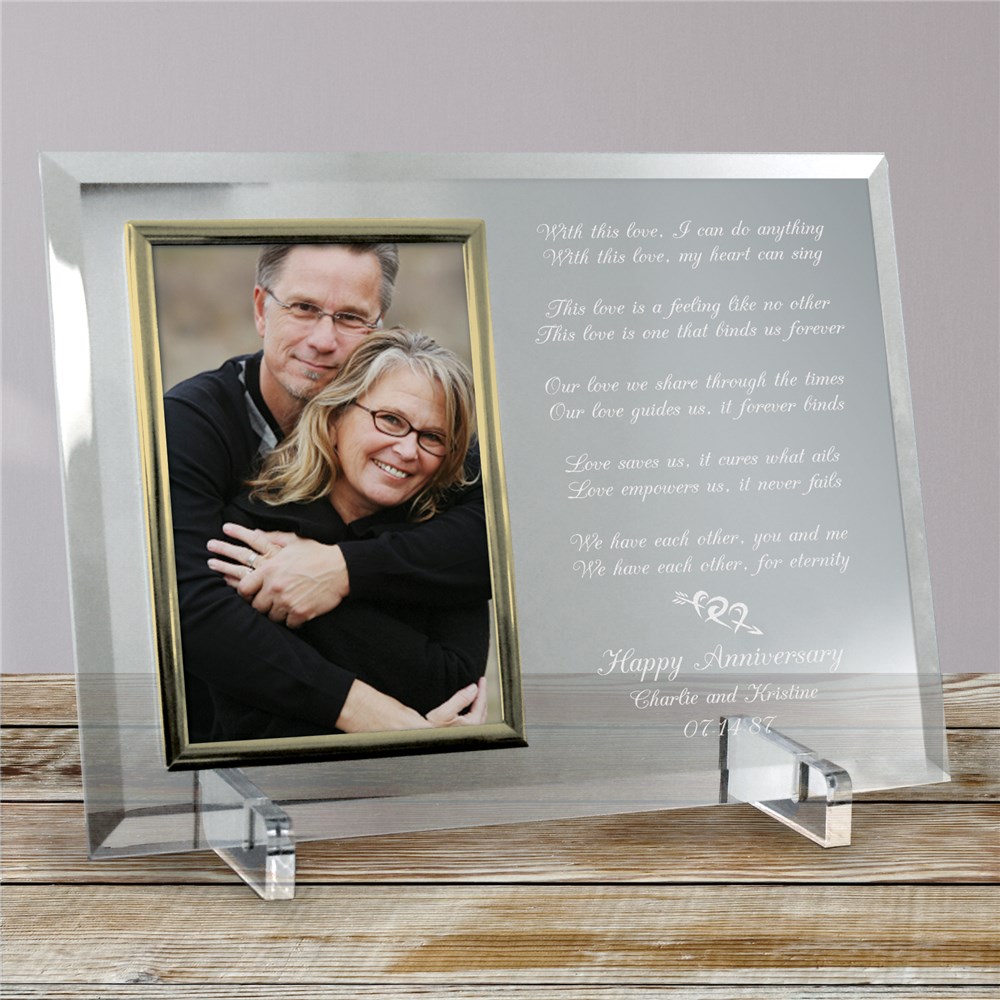 Love Is Magic Anniversary Personalized Beveled Glass Picture Frame | Personalized Picture Frames