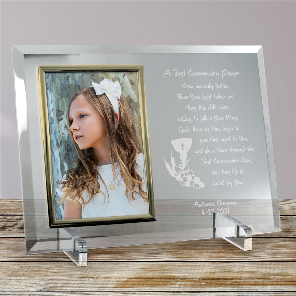 First Communion Beveled Glass Picture Frame | Personalized Picture Frames