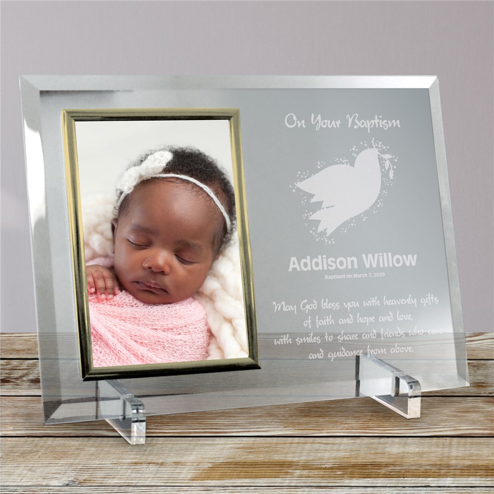 For My Baptism Beveled Glass Personalized Picture Frame | Personalized Baptism Frames